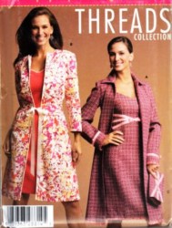 4693  SIMPLICITY THREADS RETRO EMPIRE DRESS, COAT, BELT, PURSE PATTERN 14-22,  6 - 12 UNCUT